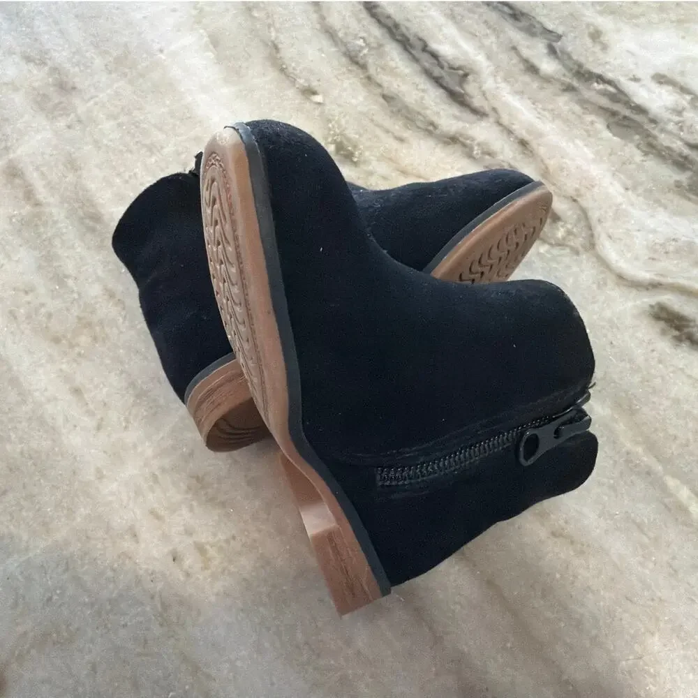 Cat & Jack Faux Suede Ankle Booties, Black, Toddler Girls US Size 6